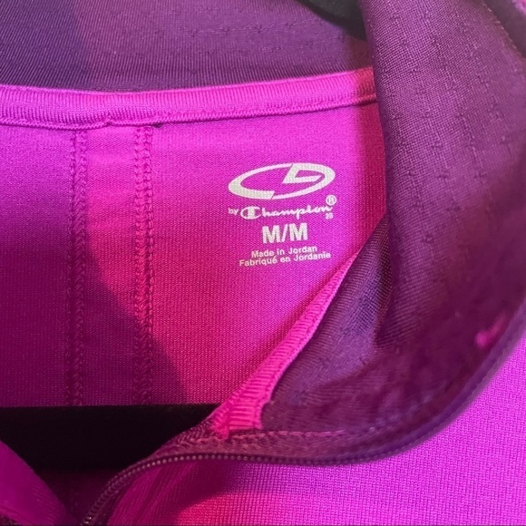 Champion Magenta Long Sleeve Zip Front Pullover Shirt - Picture 10 of 11